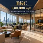 AI reference illustration of a 1,00,000 sq ft furnished office for rent in BKC