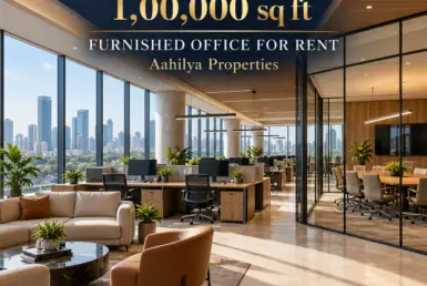 AI reference illustration of a 1,00,000 sq ft furnished office for rent in BKC