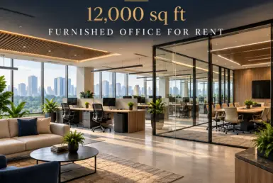 AI reference illustration of a 12,000 sq ft furnished office for rent in BKC
