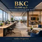 AI reference illustration of a 50,000 sq ft furnished office for rent in BKC