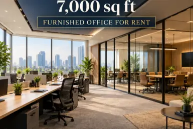 AI reference image of a 7,000 sq ft furnished office for rent in BKC