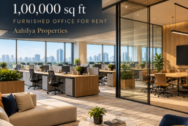 AI reference illustration: 1,00,000 sq ft furnished office for rent in Goregaon