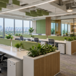 Green-accented IT workspace for JVLR and Vikhroli office planning; reference illustration